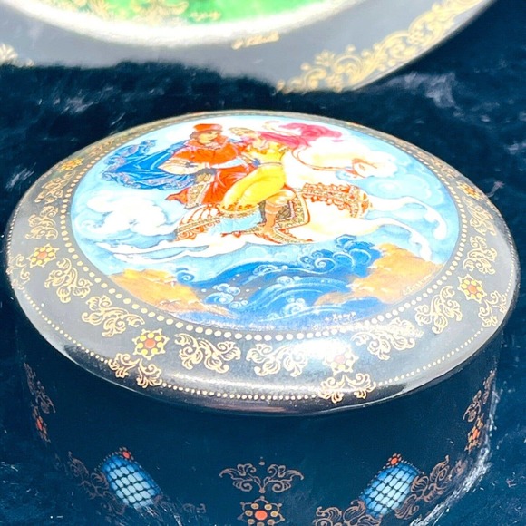 Russian Porcelain Music Box 1990 "The Princess & Elisha" Plate 1988 Numbered - Picture 11 of 16